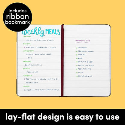 PAPERAGE Lined Pocket Journal Notebook, 2 Pack, (Burgundy), 160 Pages, Small Notebook, 3.6 inches x 5.6 inches - 100 GSM Thick Paper, Hardcover