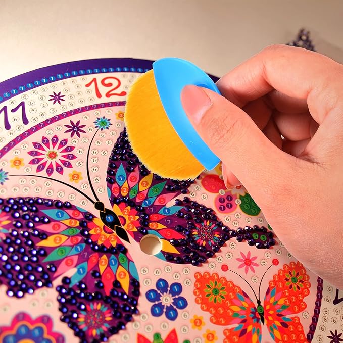 Boao 4 Pieces Brush Applicator Diamond Painting Brush Accessories Tools, Artist Drawing Flat Paintbrush for DIY Gesso, Varnishes, Oil Paint, Acrylic Painting, Watercolor(Blue and Gold)