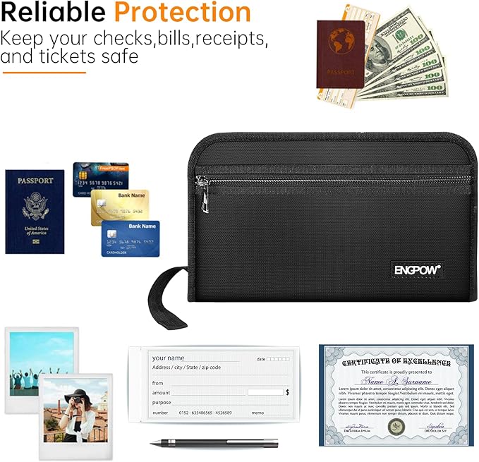 ENGPOW Receipt Coupon Organizer,Fireproof 13 Pockets Expanding File Folder Small Accordian File Organizer,Portable Filing Wallet Holder with Zipper & Labels for A5 Size Files and More(11.4" x 6.3")