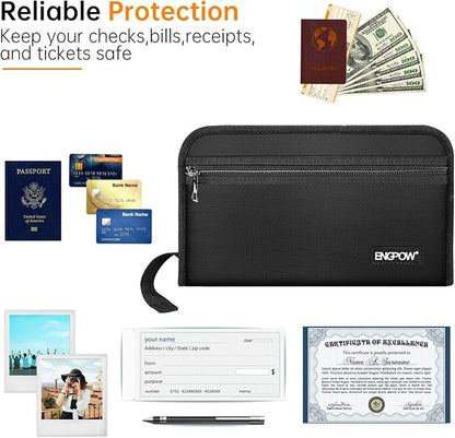 ENGPOW Receipt Coupon Organizer,Fireproof 13 Pockets Expanding File Folder Small Accordian File Organizer,Portable Filing Wallet Holder with Zipper & Labels for A5 Size Files and More(11.4" x 6.3")