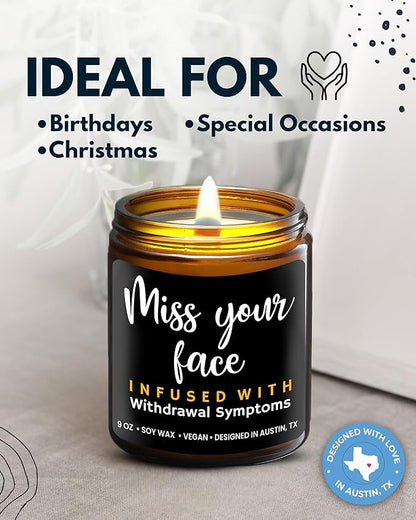 Funny Friendship Candle, Fun Gifts for Women Friends, Funny Gifts for Friendship Gifts Funny Gifts for Women Friends, Funny Friend Gifts for Women & Men, I Miss Your Face Candle, Fun Birthday Gifts