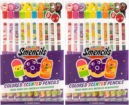 Colored Smencils (2 Pack) - Patented Gourmet Scented Colored Pencils made from Recycled Newspapers, 10 Count, Gifts for Kids, School Supplies, Classroom Rewards
