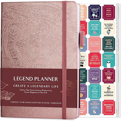 Legend Planner – Weekly & Monthly Life Planner to Hit Your Goals & Live Happier. Organizer Notebook & Productivity Journal. A5 (Rose Gold Gold)