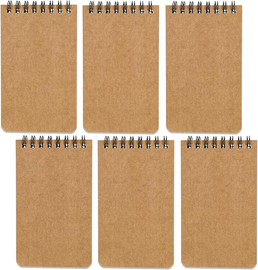 Pocket Notebook Small Notepad Pocket Notepad Small Spiral Notebooks 3X5Inches (6-brown)