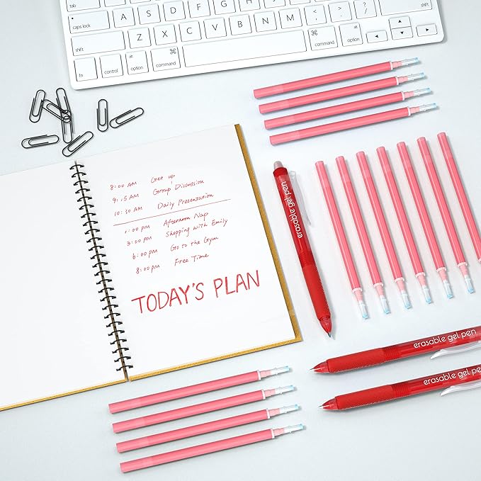 Vanstek 12 Red Erasable Gel Pen Refills, Gel Ink Refills Compatible with Frixion & Friction Erasable Pens, Fine Point 0.7 mm, Perfect for Writing Planner & Crossword Puzzles