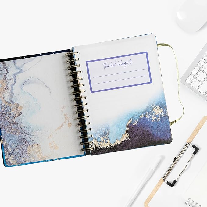 Paper 'n Such Undated Daily Planner, Spiral To Do List Notebook to Organize Your Daily Tasks and Agendas (6.5x8.5), School Or Office Supplies for Women & Men - Dark Blue