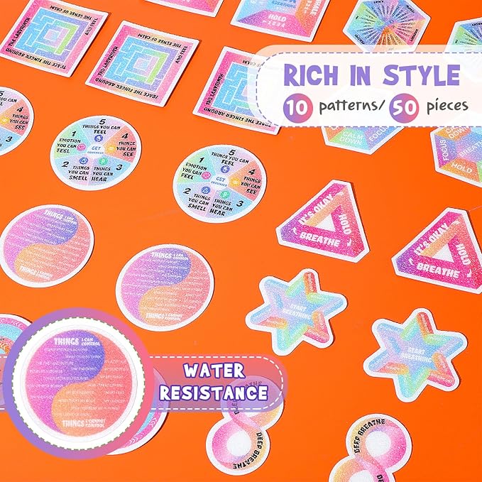 50 Pcs Anxiety Sensory Stickers Calm Stickers Reusable Sensory Strips Adhesive Textured Strips Toys Stress Anxiety Relief Items for Adult Teen Classroom Desk Office Fidget Supplies (Professional)