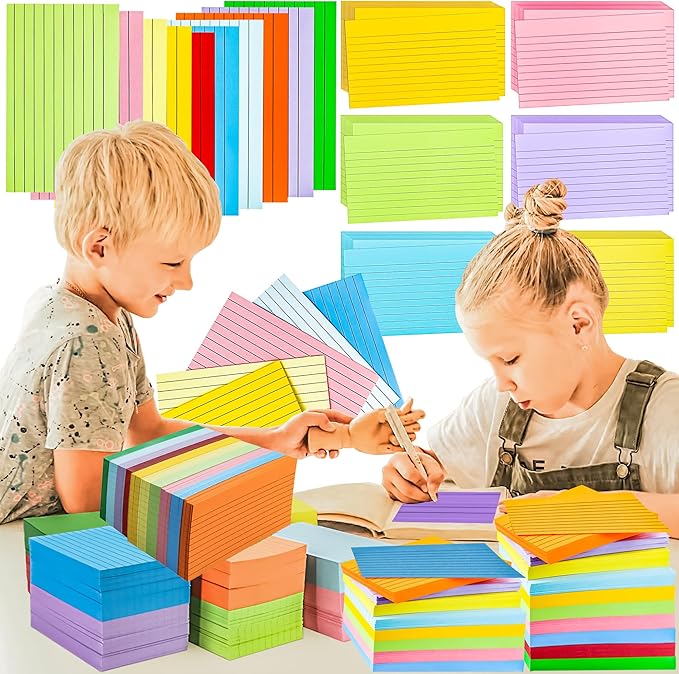 MotBach 280 PCS Index Cards Flash Cards,3" x 5", Colorful Ruled Notecards Study Cards Memo Scratch Pad Lined Studying Record Index Cards To Do List for Home School Office Supplies
