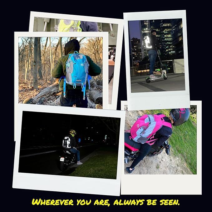 Reflective Motorcycle Backpack Lightweight, Water Resistant Casual Daypack with Laptop Pocket for Safe Commuter, Biking, and Daily Use. 35L Sport bookbag to Avoid Accidents (black backpack)