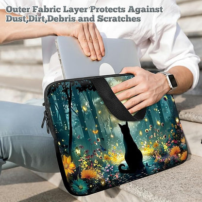 Universal Tablet Laptop Sleeve Case 10 inch, Glowworm Cat Slim Carrying Case Durable Handbag Travel Laptop Bag for 7 to 10-inch Laptops/Notebook/Kids Tablet/ipad/eBook Readers