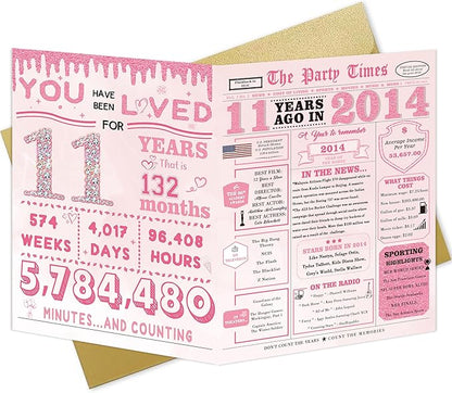 11th Birthday Decorations for Girls，11 Year Old Girl Birthday Card Gifts，11th Bday Card，11 Year Old Bday Decorations for Daughter Granddaughter Niece