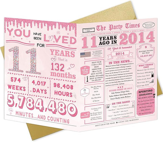 11th Birthday Decorations for Girls，11 Year Old Girl Birthday Card Gifts，11th Bday Card，11 Year Old Bday Decorations for Daughter Granddaughter Niece