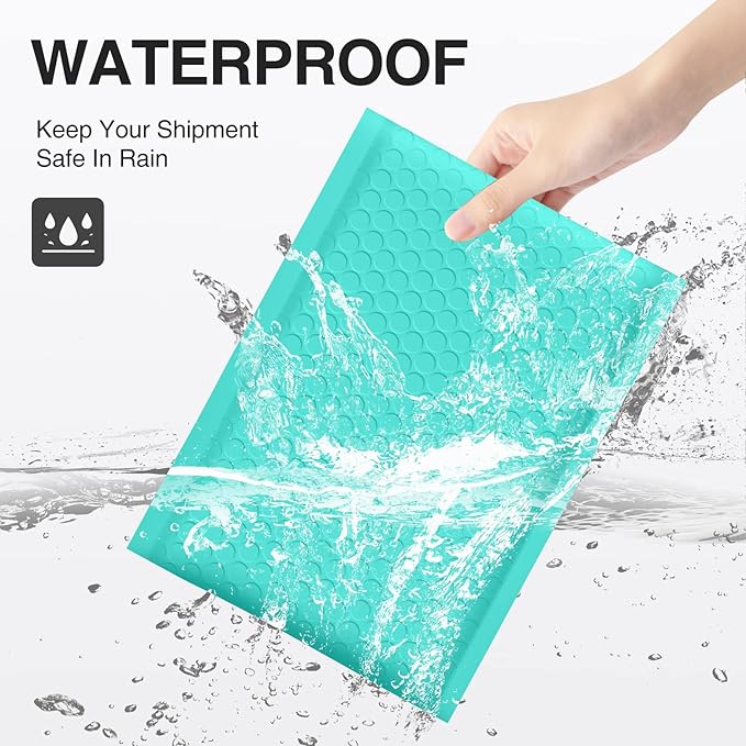 UCGOU Bubble Mailers 8.5x12 Inch Teal 25 Pack Usable Size 8.5x11 Poly Padded Envelopes #2 Medium Mailing Opaque Packaging Postal Self Seal Waterproof Boutique Shipping Bags for Clothes Makeup