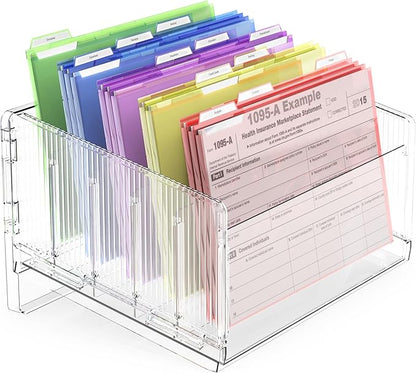 File Sorter Organizer, 5 Sections Acrylic Letter Tray for Desk, Mail Organizer Letter Holder for Envelopes, Mail, Electronics (2 PCS)