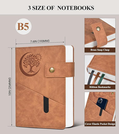 365 Page Thick Lined Journal Notebook for Men Women, B5 Large Leather Journals for Writing, Hardcover Notebooks for Work, School, Note Taking, Business, Travel Diary, College Ruled 7.6" x 10"