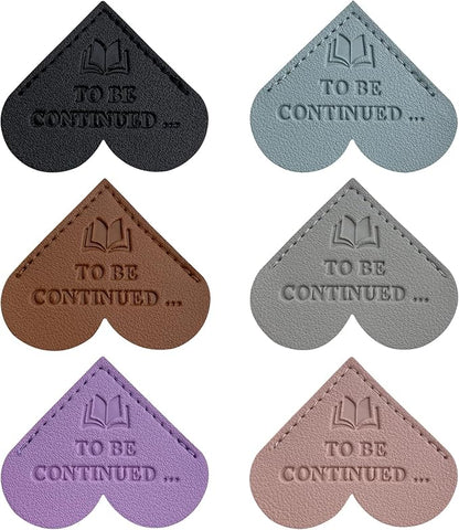 6 Pcs Leather Heart Shaped Bookmarks, to BE Continued ... Book Markers for Men Women Kids, Funny Book Lovers Keep Reading Reminder