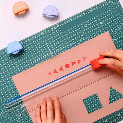 Paper Cutter, Kaluofan Paper Trimmer with 7 Type of Cutting Blade, Unrestricted and Portable Scrapbooking Tool with Side Ruler, for Largest Newspaper A4 Craft Paper PVC Photo Film and Cardstock