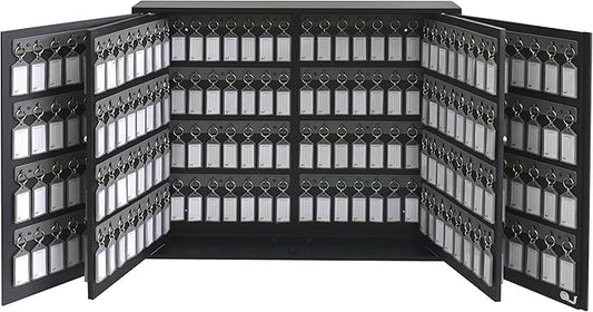 Acrimet Key Cabinet Organizer 256 Positions with Lock (Wall Mount) (256 Smoke Tags Included) (Black Cabinet)