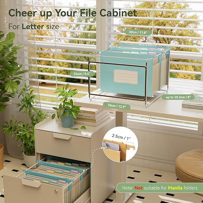 Wheat Straw Expanding Hanging File Folders,1.2" Accordion Pockets File Organizer, Large Capacity,Letter Size for Filing Cabinet,100% BPA Free, Return to Nature, Healthy Living-Sky Blue