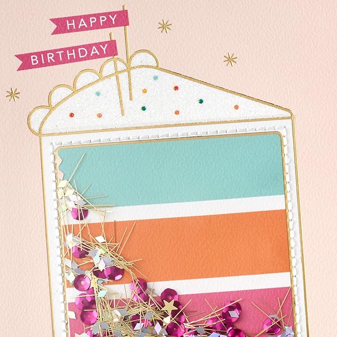 Hallmark Signature Birthday Card for Her (Sparkly Birthday Cake)