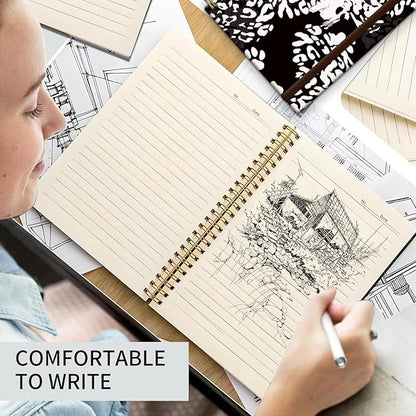 Spiral Journal Notebook, A5 Cute Notebooks for Women Men, College Ruled Hardcover Notebook for Work & Note Taking, 60 Pages Double-Wire Journals for Writing Black White Leopard