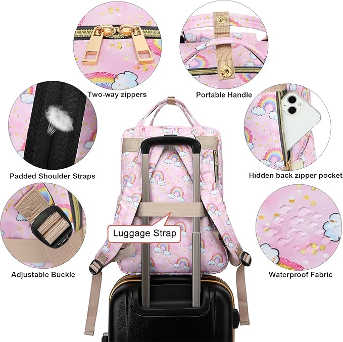 Rainbow Laptop Backpack College Bookbag School Backpack for Women Girls, Travel Backpack 15.6 Inch Computer Backpacks