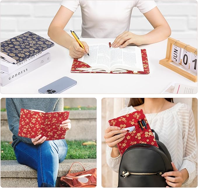 Book Covers with Corner Bookmark - Fabric Dust Jackets for Books - Book Protector for Book Lovers - Book Covers for for Paperbacks,Hardcover,Bibles - Soft Cover Book Sleeve for AA Books