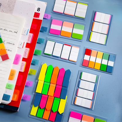 Golcellia Sticky Book Index Tabs, Page Tabs Markers, Sticky Notes Tabs 1080 Pieces(6 Styles, 25 Colors) Annotation Tabs, Book Annotation Supplies Study Pack