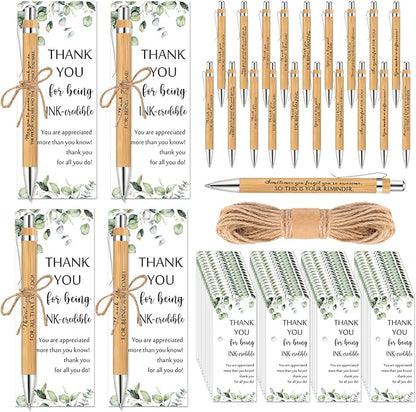Fulmoon 60 Set Employee Appreciation Gifts May You Be Proud Sign Wood Bamboo Pens with Thank You Bookmark Cards for Coworker Back to School Gifts for Classroom Teacher Student Supplies Party Favor