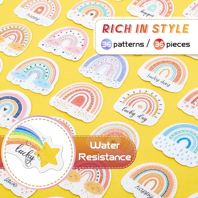 36 Pieces Anxiety Sensory Stickers Cute Fidget Textured Strips Toys Anti Stress Tactile Rough Sensory Calm Textured Strips Adhesives Anxiety Relief for Adults Teens Desk Classroom (Boho Style)