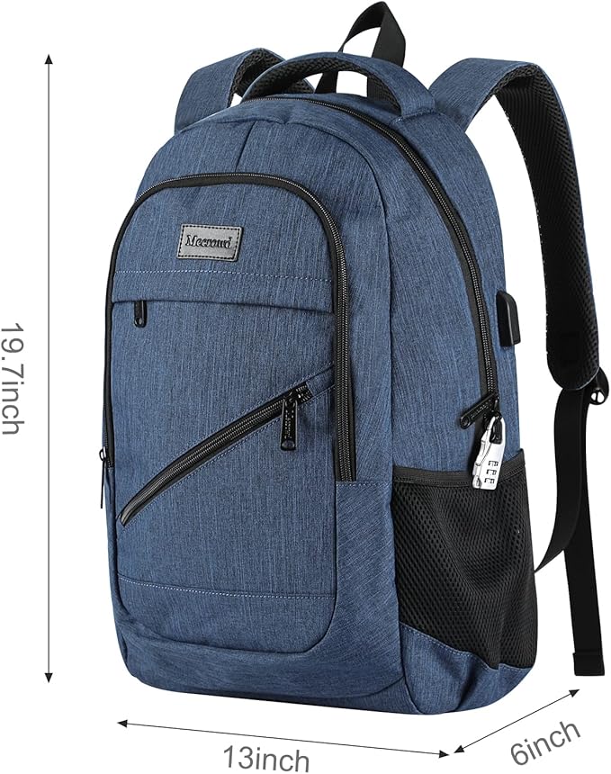 Laptop Backpack for Men, Anti Theft Backpack with USB Charging Port, 15.6 Inch Backpack for School Travel Work Business (Blue)