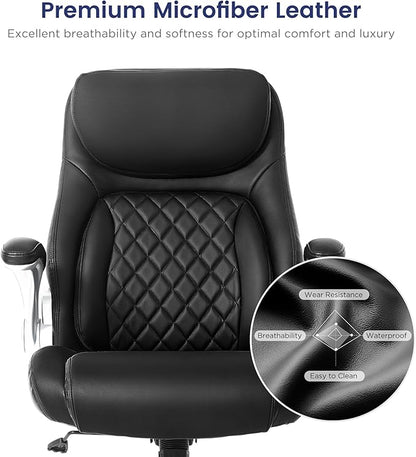 Nouhaus Ergonomic Office Chair Premium Microfiber Leather Adjustable Lumbar Support & Armrests, High Back Comfy Desk Gaming Chairs Executive Computer Swivel Chair Tilt Function(Posture,Black)