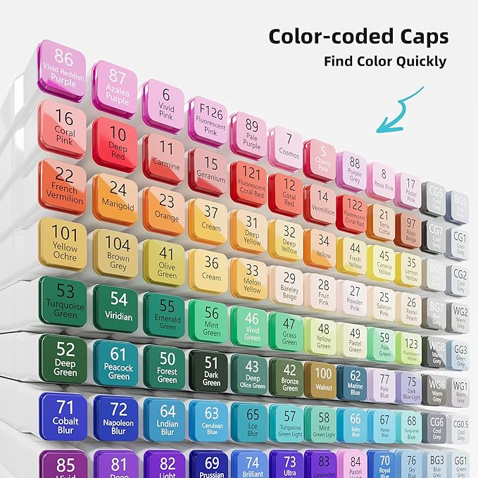 60 Colors Dual Tip Artist Alcohol Markers Set with Carrying Case - Perfect for Coloring, Drawing, Sketching, Card Making and Illustration - Perfect for Adults and Kids