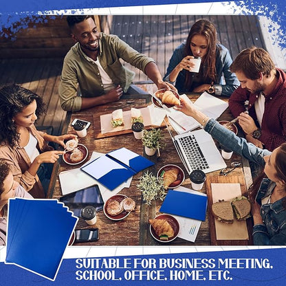 Patelai 50 Pack Pocket Folders Bulk 2 Pocket Heavy Duty Plastic Folders with Pockets Letter Size Folders Business Card Holder for School Office File (Blue)