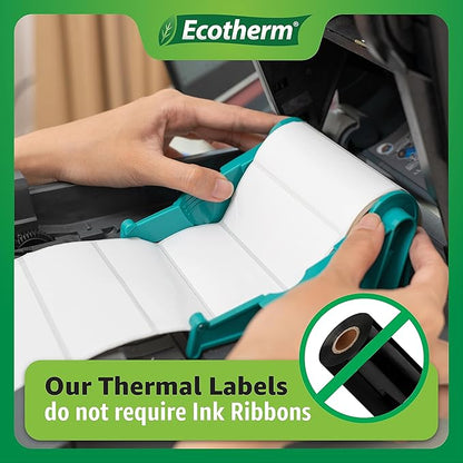 2.25" x 1.25" Thermal Labels | 4 Rolls | 4540 Labels | fits Zebra, Munbyn, Rollo, Godex, Arkscan, iDPRT, Offnova Thermal Label Printers and More | Blank White Adhesive Stickers by Ecotherm