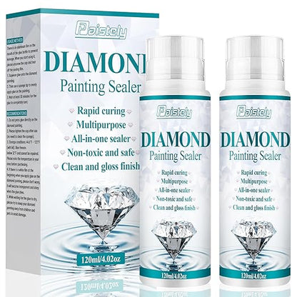 Diamond Painting Sealer, Puzzle Glue Clear, Diamond Painting Accessories with Permanent Fixation and Shining Effect, Diamond Painting Art Glue for 5D Diamond Painting, Puzzle and DIY Crafts (120ml*2)