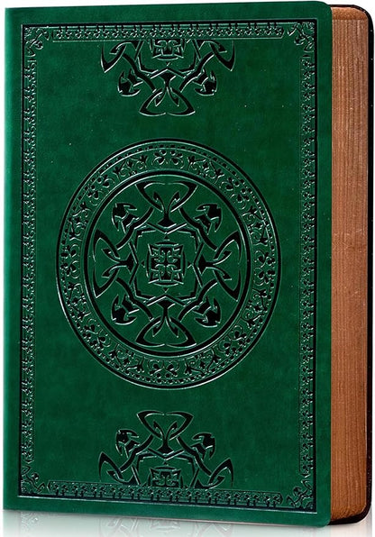 CAGIE Lined Journal for Men Soft Cover Notebook Leather Journals for Writing, 180 Lay Flat Vintage Mens Journal Personal Diary, 5.7'' X 8.3'', Dark Green