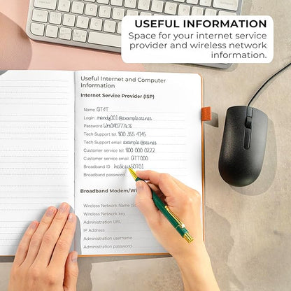 Clever Fox Password Book with alphabetical tabs. Internet Address Organizer Logbook. Large Password Keeper for Website Logins (Yellow)