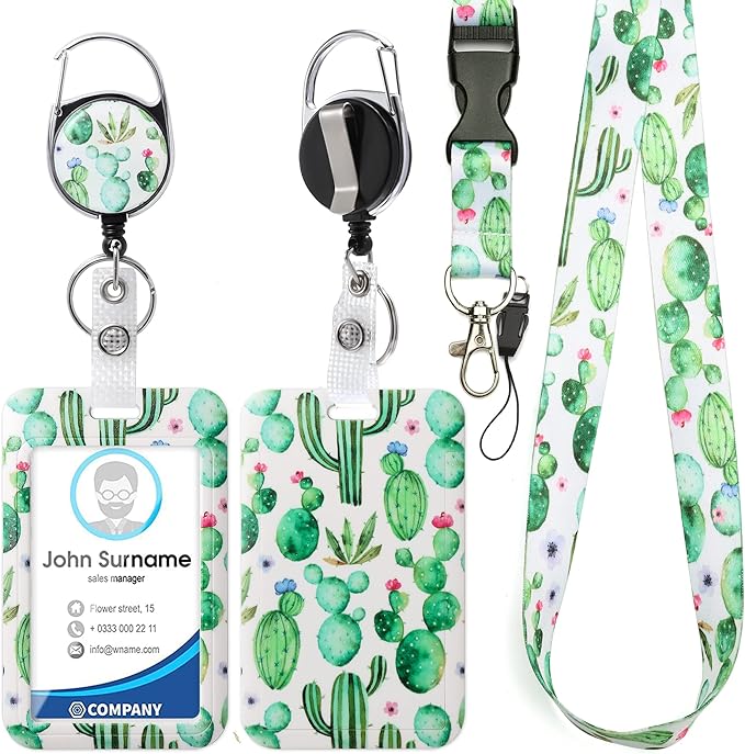 Cute ID Badge Holder with Lanyard Retractable Badge Reel Clip Funny Lanyards for ID Badges Name Tags Retractable Keychain for Office Teacher Doctor Student Women Men Nurse Accessories for Work