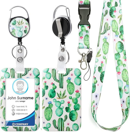 Cute ID Badge Holder with Lanyard Retractable Badge Reel Clip Funny Lanyards for ID Badges Name Tags Retractable Keychain for Office Teacher Doctor Student Women Men Nurse Accessories for Work