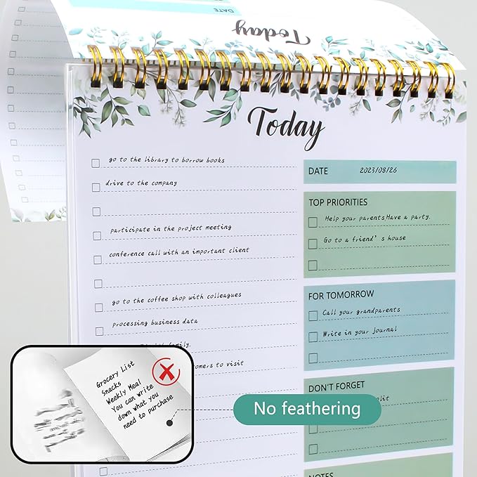 To Do List Notepad - Undate To Do List Planner for Work with 52 Sheets, 6.5" x 9.8" Checklist Productivity Organizer with Hourly Schedule for Task Management-Verdant