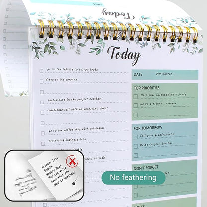 To Do List Notepad - Undate To Do List Planner for Work with 52 Sheets, 6.5" x 9.8" Checklist Productivity Organizer with Hourly Schedule for Task Management-Verdant