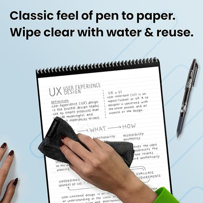 Rocketbook Flip Reusable Smart Notepad | Eco-Friendly, Digitally Connected Notebook for Ambidextrous Writers | Dotted & Lined Combo, 8.5” x 11”, 32 PG, Teal, with Pen, Cloth, and App Included