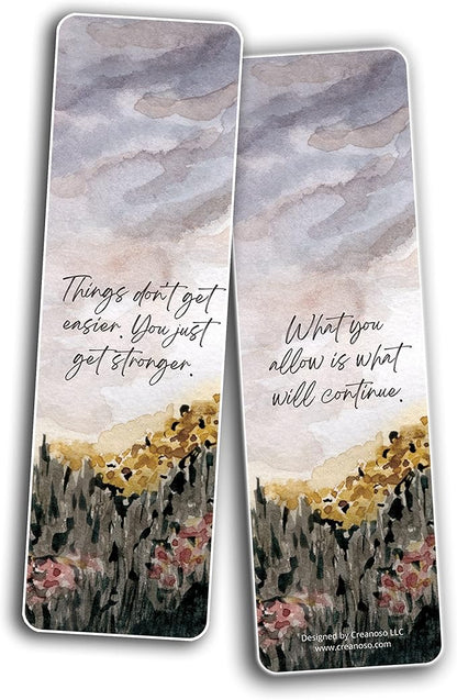 Creanoso Encouraging Sayings Bookmarks (2-Sets X 6 Cards) – Daily Inspirational Card Set – Interesting Book Page Clippers – Great Gifts for Adults and Professionals