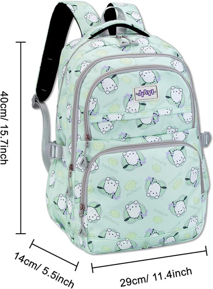 Roffatide Anime Pochacco All Over Print Large Capacity Casual Backpack Laptop Backpack Travel Hiking Rucksack Bike Backpack Blue