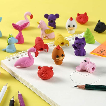 Mr. Pen Animal Toppers - 22 Pack Pencil Toppers & 8 Pack Take Apart Animal Erasers for Kids, Fun Easter Egg Fillers