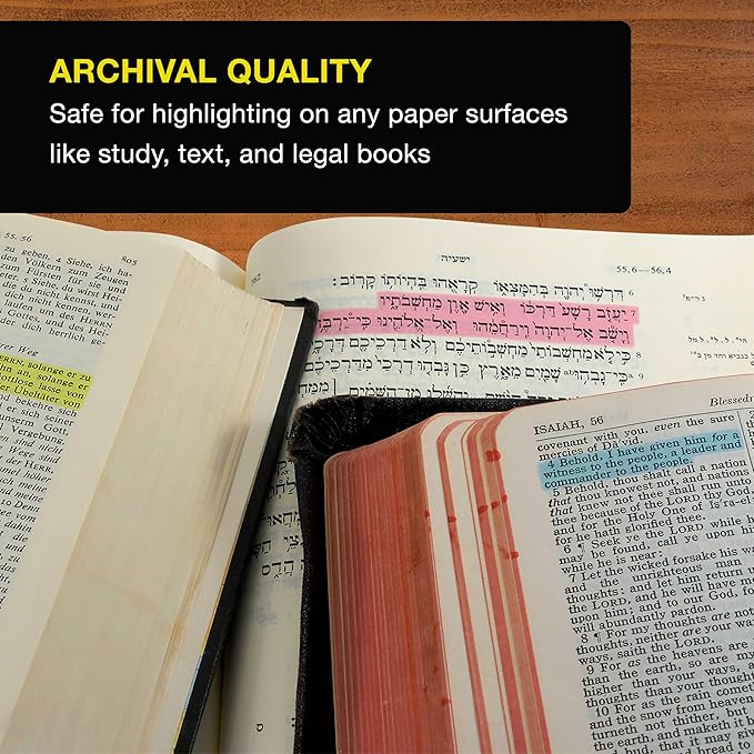 U.S. Office Supply Bible Safe Gel Highlighters, Pack of 12 - Set with 6 Bright Neon Yellow Highlight Colors Plus 6 Colors, Orange, Pink, Purple, Green, Blue - Won't Bleed, Fade or Smear - Study Guide