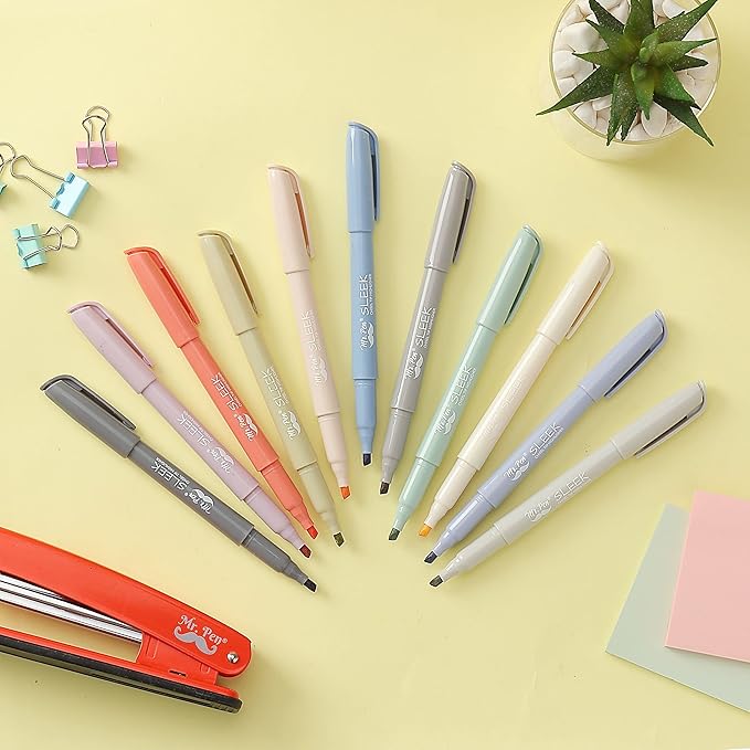 Mr. Pen- Highlighters, 12 Pack, Morandi Colors, Chisel Tip, Bible Highlighter, Aesthetic No Bleed Book Planner Markers, Gift for Christmas