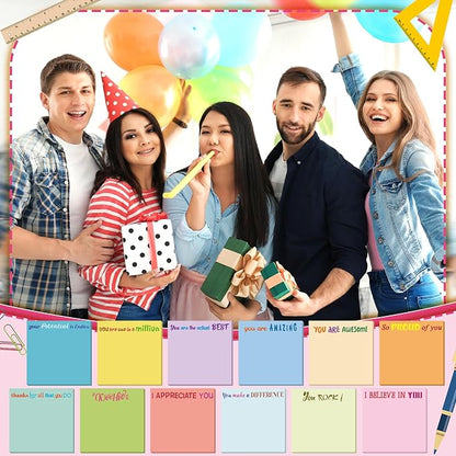 Yinder 24 Pcs Inspirational Sticky Notes with Lines Cute Motivational Sticky Notes Pad Employee Appreciation Gifts Bulk for Teacher Nurse Coworkers Office Supplies 3 x 3''(Elegant Color,Thank You)