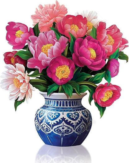Freshcut Paper Pop Up Cards, Peony Paradise 12 inch Paper Flower Bouquet Greeting Cards with Blank Note Card & Envelope, Birthday Gifts for Women